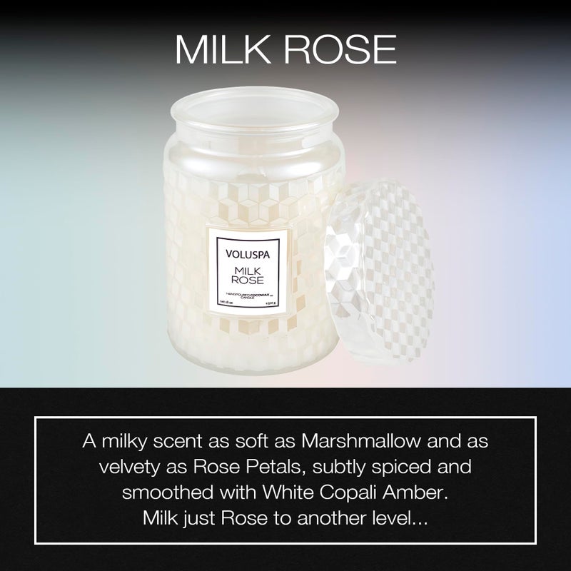 Voluspa Milk Rose, Large Candle Jar, 18 Ounce, 100 Hour Burn Time, Coconut Wax for Clean Burning, Handcrafted in The USA - Image 2